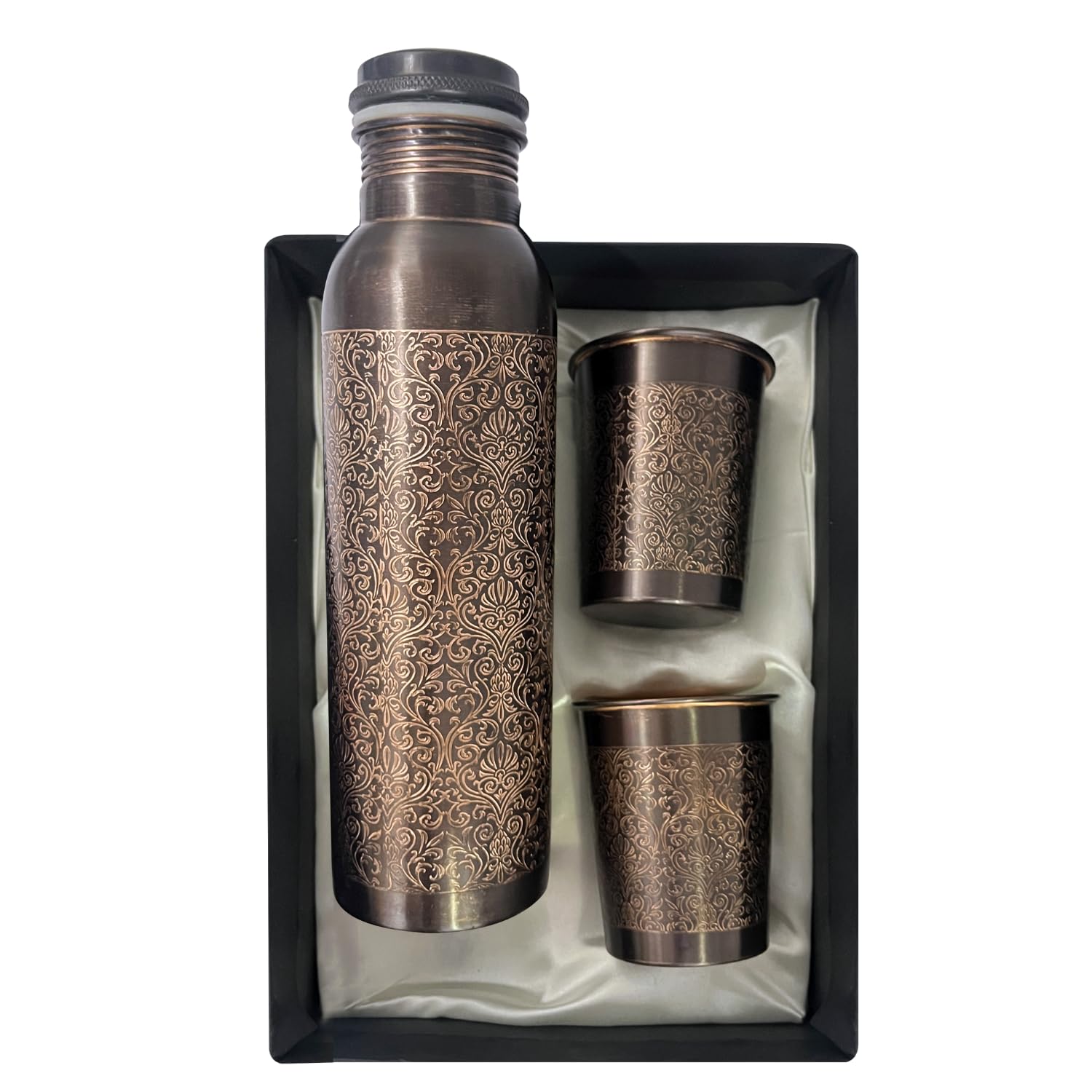 Anand Crafts Copper Water Bottle with Glass Set | Meena Work