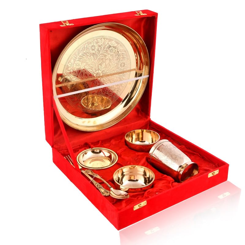 Anand Crafts Pure Brass 7 Pieces Dinner Set