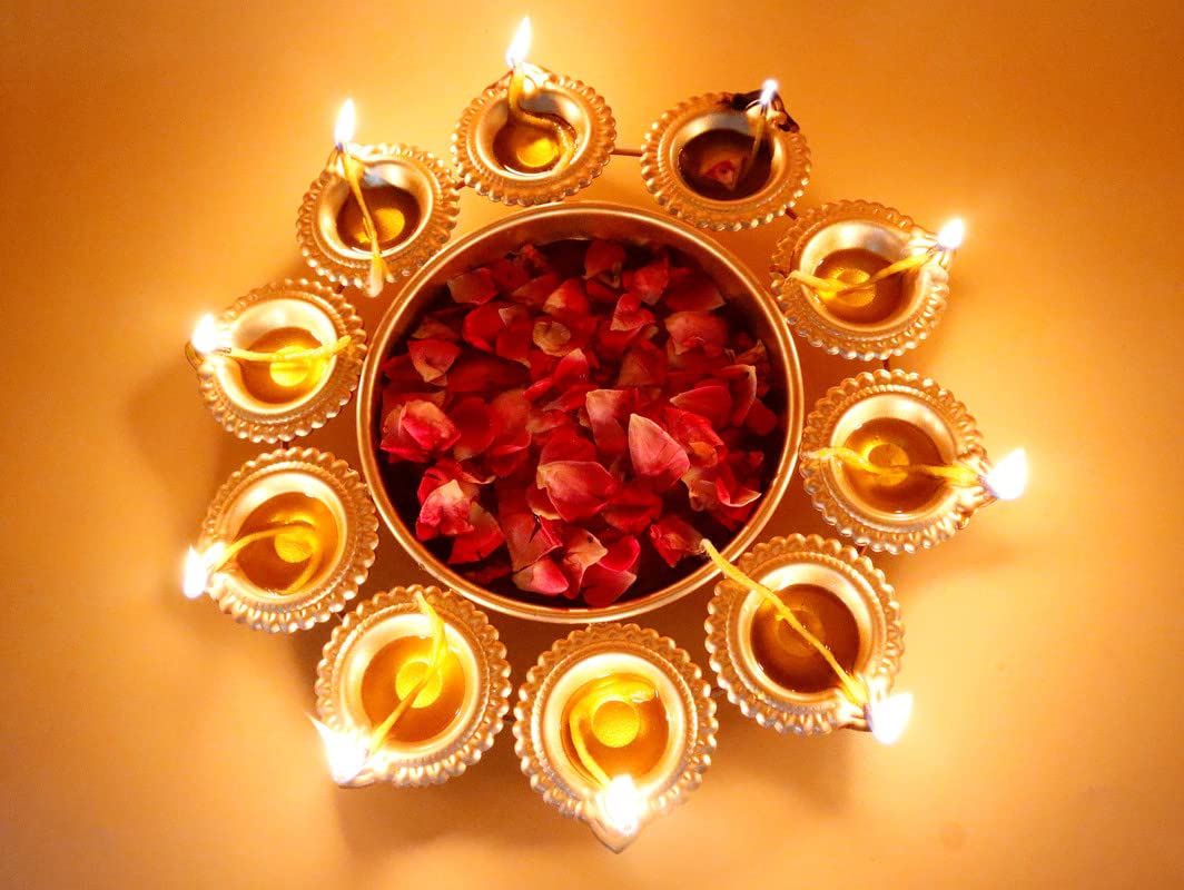 Anand Crafts Floral Decorative Metal Urli/Tea Light Holder